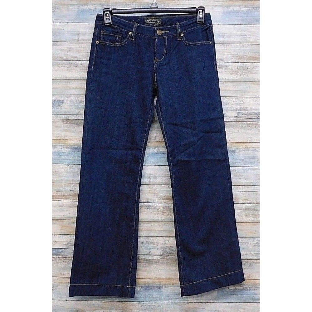 Seven7 Womens Bootcut‎ Jeans Dark Wash Embroidered Back Pocket Size 28